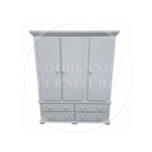 CROWN TRIPLE 4 DRAWER SHELVED WARDROBE IN GREY