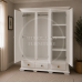 CROWN TRIPLE 3 DRAWER MIRRORED SHELVED WARDROBE IN WHITE CROWN TRIPLE 3 DRAWER MIRRORED SHELVED WARDROBE IN WHITE