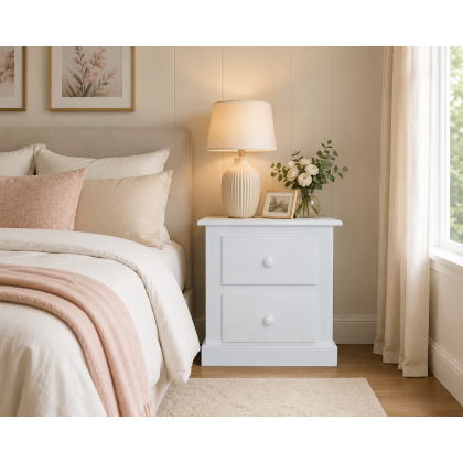 Dewsbury 2 Drawer Bedside In White