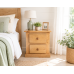 Solid Pine 2 Drawer Bedside Table - Dewsbury Light Oak Polished - Fully Assembled | Handmade in England