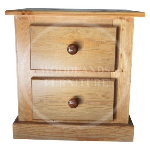 DEWSBURY SOLID PINE 2 DRAWER BEDSIDE IN LIGHT OAK POLISHED 