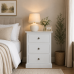 UK Handmade Junior 3 Drawer 43cm Wide Bedside Table - Dewsbury White - Fully Assembled (Bespoke Sizes)