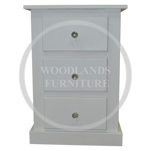 DEWSBURY SOLID PINE 3 DRAWER BEDSIDE IN WHITE