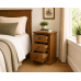 Handmade in England Dewsbury Solid Pine 3 Drawer Bedside Cabinet in Golden Oak Wax - Fully Assembled