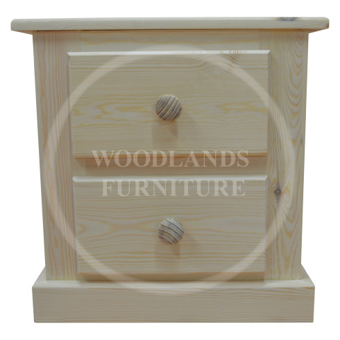 DEWSBURY SOLID PINE 2 DRAWER BEDSIDE IN NATURAL UNTREATED WOOD