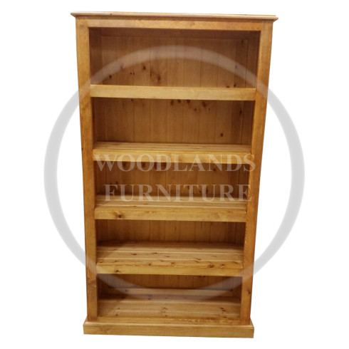 DEWSBURY SOLID PINE 4 SHELVED BOOKCASE IN LIGHT OAK WAX