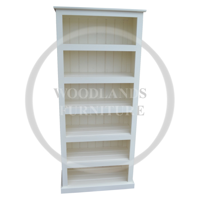 DEWSBURY SOLID PINE 5 SHELVED BOOKCASE IN WHITE