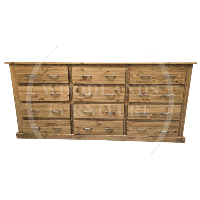 DEWSBURY SOLID PINE 12 DRAWER CHEST IN LIGHT ANTIQUE POLISHED DEWSBURY SOLID PINE 12 DRAWER CHEST IN LIGHT ANTIQUE POLISHED