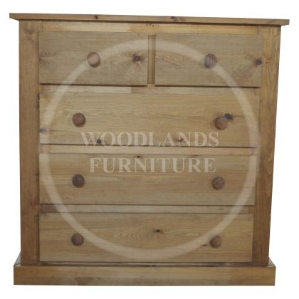 Dewsbury Solid Pine 2+3 Drawer Chest In Medium Oak Wax
