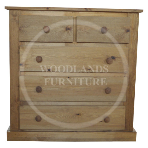 DEWSBURY SOLID PINE 2+3 DRAWER CHEST IN MEDIUM OAK WAX