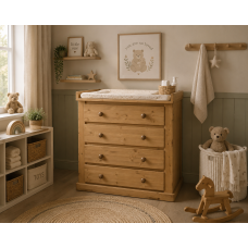 DEWSBURY SOLID PINE 4 DRAWER CHEST OF DRAWERS WITH BABY CHANGER TOP