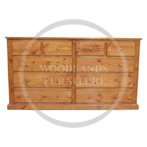 DEWSBURY SOLID PINE 4+6 CHEST of DRAWERS IN GOLDEN OAK POLISHED