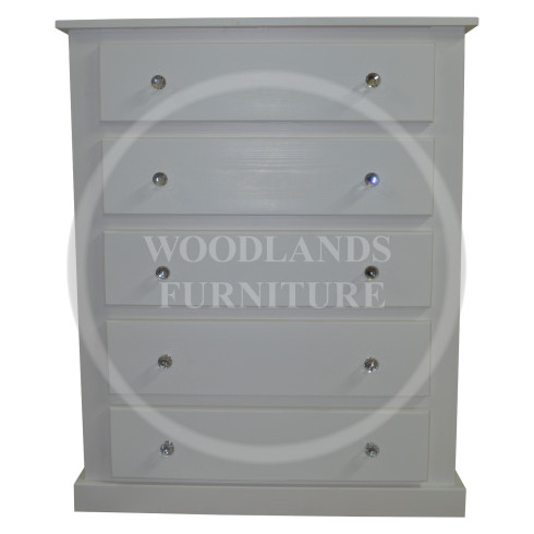 DEWSBURY SOLID PINE 5 DRAWER CHEST IN WHITE