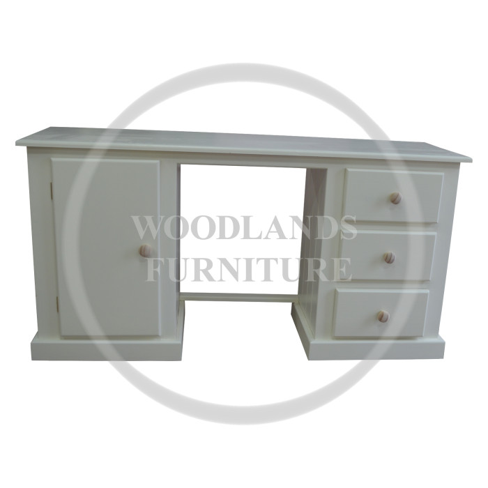DEWSBURY SOLID PINE 3 DRAWER + 1 DOOR DRESSING TABLE IN IVORY