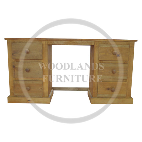 DEWSBURY SOLID PINE 6 DRAWER DRESSING TABLE IN KENILWORTH WAX