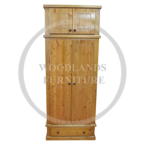 DEWSBURY GENTS  SOLID PINE 1 DRAWER WARDROBE WITH TOPBOX IN LIGHT OAK POLISHED