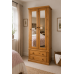 Handmade in the UK Solid Pine Double Mirrored Slim Shelved Wardrobe - Dewsbury Light Oak Wax (Made to Measure)