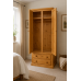 Handmade in the UK Solid Pine Double Mirrored Slim Shelved Wardrobe - Dewsbury Light Oak Wax (Made to Measure)