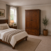 Handmade in the UK Solid Pine 2 Drawer 100cm Wide Wardrobe - Dewsbury Golden Oak Polished (Made to Measure)