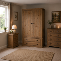 Dewsbury Gents Solid Pine 2 Drawer Wardrobe In Kenilworth Polished Dewsbury Gents Solid Pine 2 Drawer Wardrobe In Kenilworth Polished