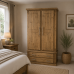 Handmade in the UK Solid Pine 2 Drawer 100cm Wide Wardrobe - Dewsbury Light Oak (Made to Measure)