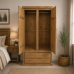 Handmade in the UK Solid Pine 2 Drawer 100cm Wide Wardrobe - Dewsbury Light Oak (Made to Measure)