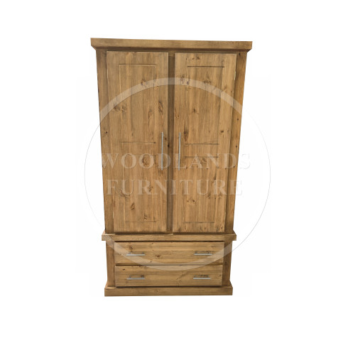 DEWSBURY GENTS SOLID PINE 2 DRAWER WARDROBE IN LIGHT OAK