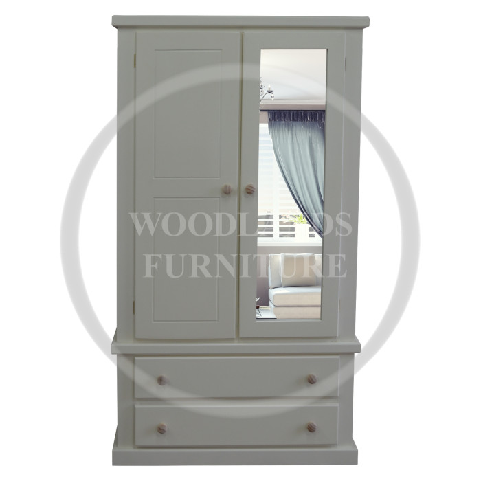 DEWSBURY SOLID PINE MIRRORED 2 DRAWER WARDROBE IN WHITE DEWSBURY SOLID PINE MIRRORED 2 DRAWER WARDROBE IN WHITE
