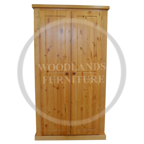 DEWSBURY SOLID PINE FULL HANGING LADIES SHELVED WARDROBE IN LIGHT OAK POLISHED