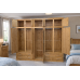 Dewsbury Solid Pine 5 Door 4 Drawer Full Mirrored Wardrobe With Topbox In Light Oak Polished