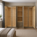 Dewsbury Solid Pine 5 Door 2 Drawer Mirrored Wardrobe In Medium Oak