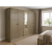 Dewsbury Solid Pine 5 Door 2 Drawer Mirrored Wardrobe In Medium Oak