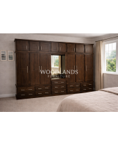 DEWSBURY SOLID PINE 6 DOOR 11 DRAWER WARDROBE WITH TOPBOX IN DARK OAK POLISHED