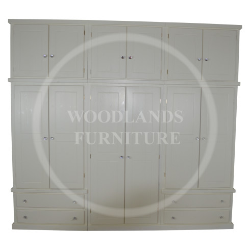 DEWSBURY SOLID PINE 6 DOOR 4 DRAWER WARDROBE WITH EXTENDED TOPBOX IN IVORY