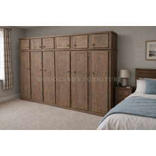 DEWSBURY SOLID PINE 6 DOOR FULL HANGING SHELVED WARDROBE WITH TOPBOX IN OLD ANTIQUE WAX