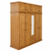 Dewsbury Solid Pine 5 Door 2 Drawer Shelved Mirrored Wardrobe With Topboxes In Light Oak Wax