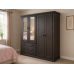 Dewsbury Pine Quad 4 Door 3 Drawer Mirrored Wardrobe In Walnut Wax