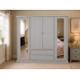 Pine Quad 4 Door 2 Drawer Mirrored Wardrobe - Dewsbury Grey | Handmade in England