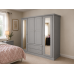 DEWSBURY PINE QUAD 4 DOOR 2 DRAWER MIRRORED WARDROBE IN GREY DEWSBURY PINE QUAD 4 DOOR 2 DRAWER MIRRORED WARDROBE IN GREY