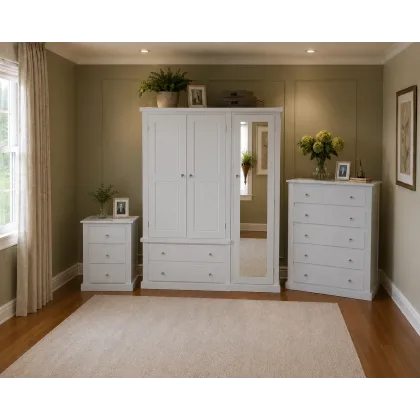 Handmade in England Dewsbury Pine 3 Piece Bedroom Set in White