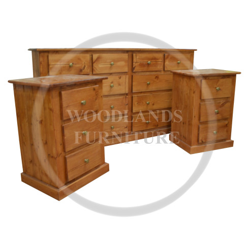 DEWSBURY PINE 3 PIECE CHEST BEDROOM SET IN GOLDEN OAK WAX