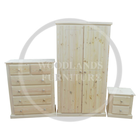 DEWSBURY PINE 3 PIECE LADIES BEDROOM SET IN NATURAL UNTREATED WOOD