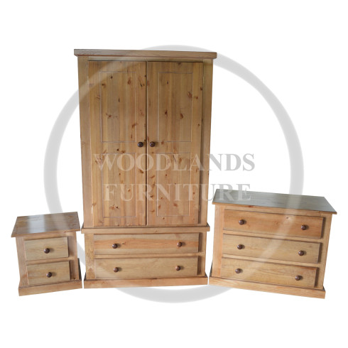 DEWSBURY PINE 3 PIECE GENTS BEDROOM SET IN KENILWORTH POLISHED