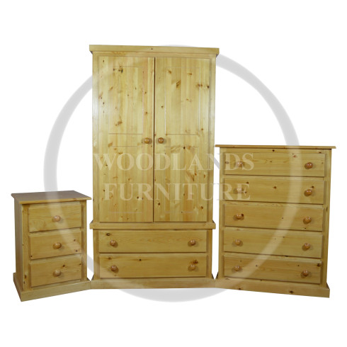 DEWSBURY SOLID PINE 3 PIECE BEDROOM SET IN ANTIQUE POLISHED