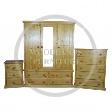 DEWSBURY PINE TRIPLE MIRRORED 3 PIECE BEDROOM SET