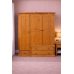 Pine Triple 3 Door 3 Drawer Inside Mirror Shelved Wardrobe - Dewsbury Light Oak Wax | Handmade in England