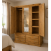 Handmade in England Dewsbury Pine Triple 4 Drawer Mirrored Shelved Wardrobe in Kenilworth Oak Polished