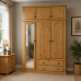 Handmade in England Dewsbury Pine Triple Full Mirrored Wardrobe with Topboxes in Light Oak Polished