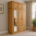 Dewsbury Pine Triple Full Mirrored Wardrobe With Topboxes In Light Oak Polished Dewsbury Pine Triple Full Mirrored Wardrobe With Topboxes In Light Oak Polished