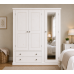 Pine 3 Door Full Mirrored Wardrobe - Dewsbury White | Handmade in England